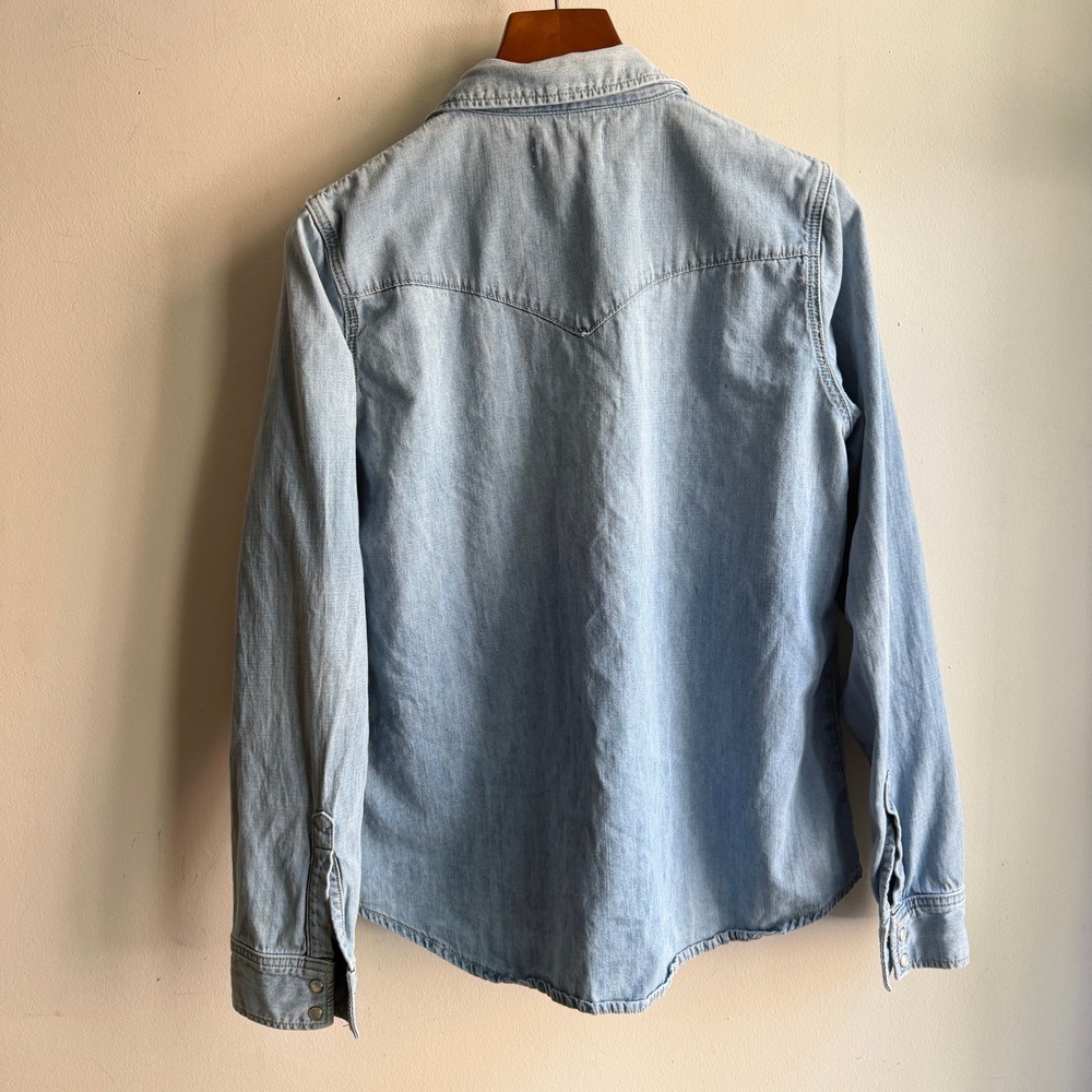 Nili Lotan Travis Denim Shirt Snap Button Light Wash Large Excellent - Picture 4 of 8